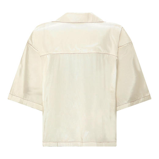 【2件9折】【Petit Bari】古巴领缎面女士短袖衬衫 刺绣设计 网球穿搭 商品图3