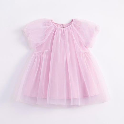 马克珍妮新款夏装 女童田园风网纱拼接A摆连衣裙231058 商品图3