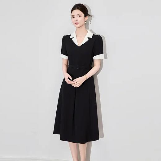 【高货wl】全新升级【铂金会员349/天猫469/差价120】(00559) 洛诗琳25春夏高级感职业裙气质撞色收腰短袖女新款连衣裙 商品图0