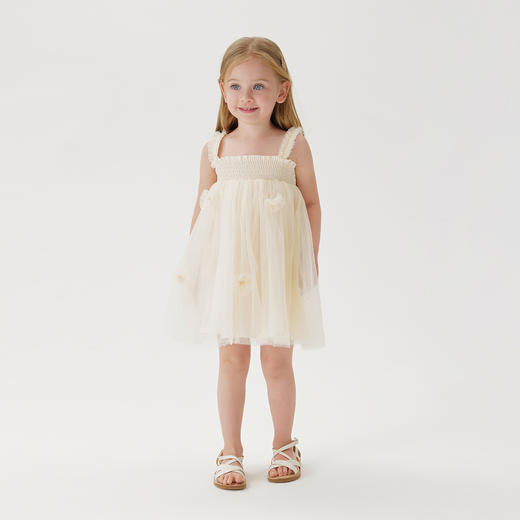 马克珍妮女童甜美立体花吊带连衣裙网纱裙儿童裙子夏装新款240650 商品图1