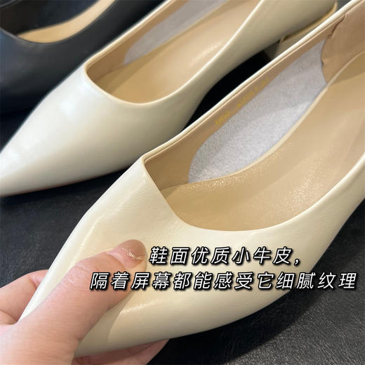 ROW家原版开模真皮女鞋浅口尖头粗方跟单鞋通勤小皮鞋 商品图9