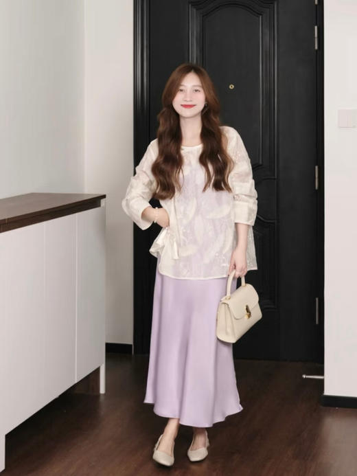 【百图lulu定制】【羽裳连衣裙】新中式罩衫  缎面吊带 连衣裙 商品图1