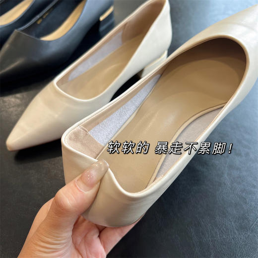 ROW家原版开模真皮女鞋浅口尖头粗方跟单鞋通勤小皮鞋 商品图10