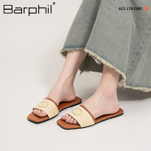 Barphil拖鞋女2025夏季新款外穿防滑平底法式一字拖高级感凉拖鞋7033 商品图4