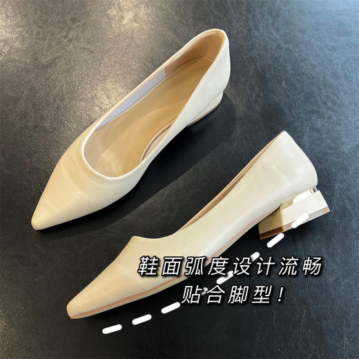 ROW家原版开模真皮女鞋浅口尖头粗方跟单鞋通勤小皮鞋 商品图7