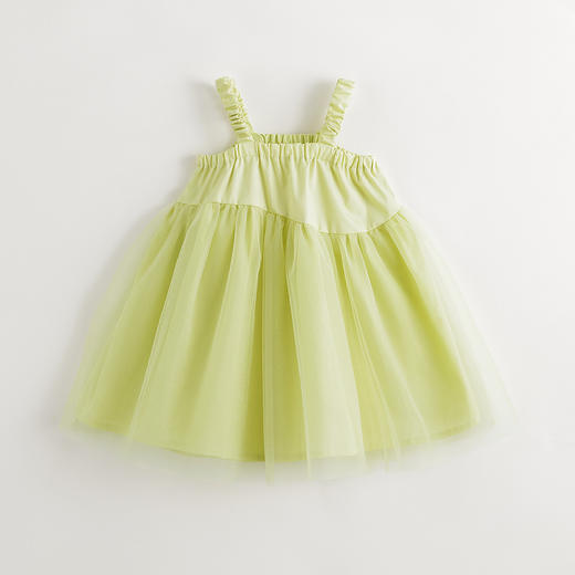 【马克珍妮 芦芙】2024年夏装女童清新拼接网纱吊带连衣裙240558 商品图2