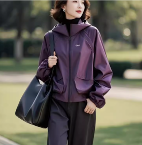 （预售15天）爆款独特漂亮超好看，小个子紫色连帽外套LJX-365