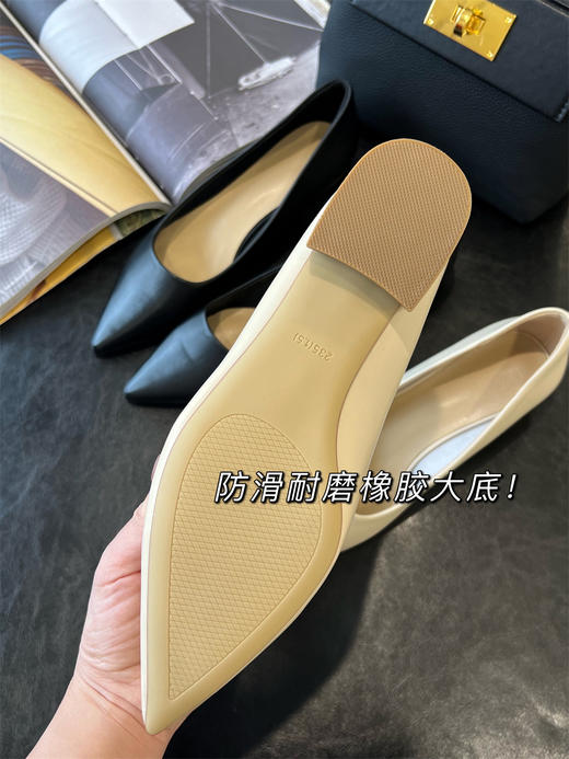 ROW家原版开模真皮女鞋浅口尖头粗方跟单鞋通勤小皮鞋 商品图14