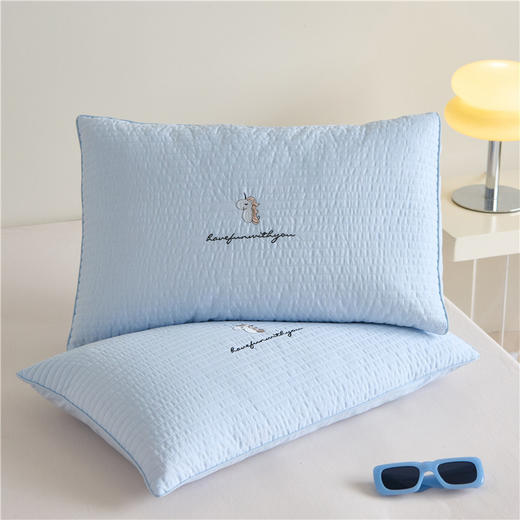 自然醒A类水洗全棉绗缝夹棉单枕套一对装轻奢枕头套全棉家用单个30x50枕头芯内胆套XK 商品图8