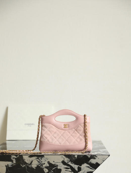 香奈儿25P春夏𝖭𝖺𝗇𝗈𝟥𝟣𝖡𝖺𝗀麂皮粉色手拿斜挎包（HH） 商品图0