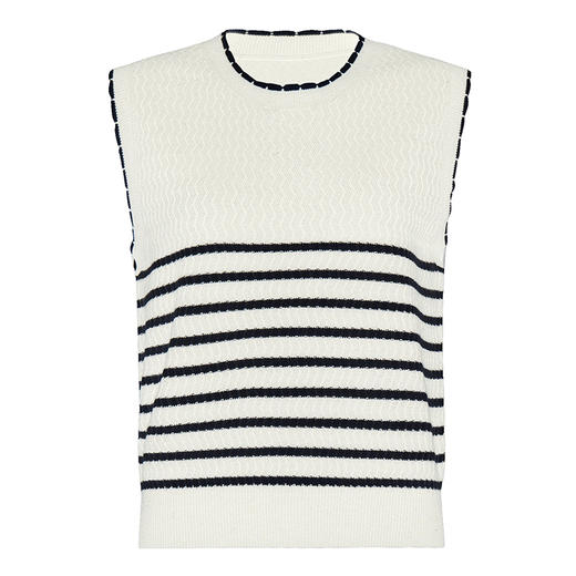 【2件9折】【Petit Bari】(多色)简约时尚撞色条纹针织背心 商品图3