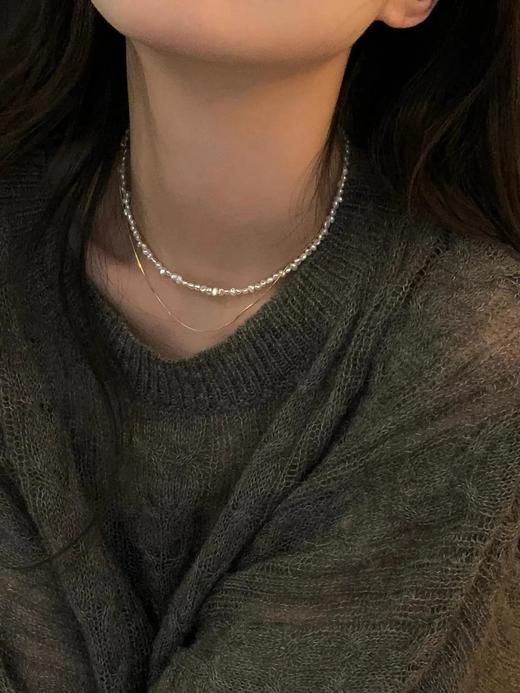 有瑕疵但好看 天然小颗粒珍珠出口丹麦ANNILU 巴洛克碎银珍珠项链3.5mm-4mm 商品图10