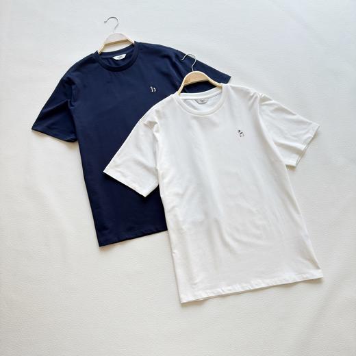 点此购买 哈吉斯夏季男士休闲小LOGO纯棉基础白色短袖T恤 bk 313578 商品图7