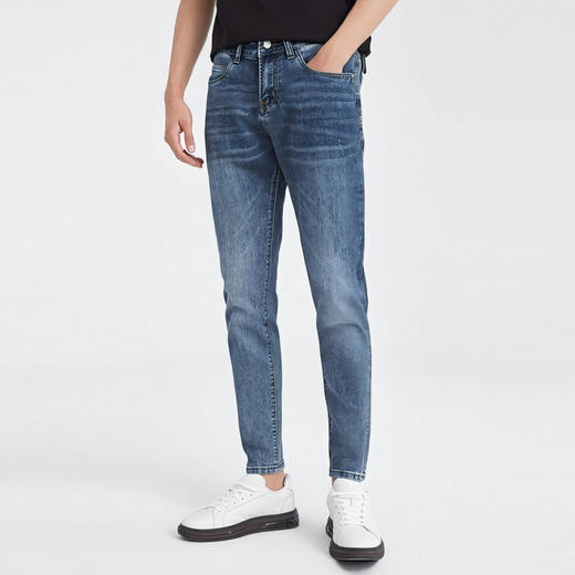 【薄款】圣得西男士牛仔裤2025夏季新款棉弹舒适修身直筒休闲长裤 商品图1