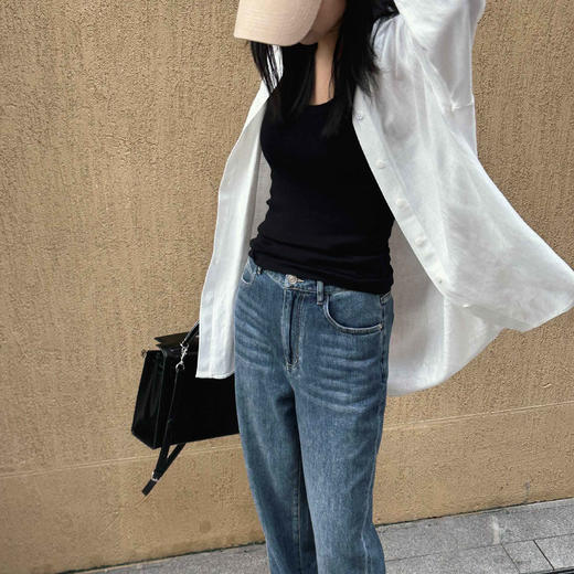 顺丰包邮13431洛诗琳春夏新款肌理感极简透气亚麻防晒衬衫302 商品图1