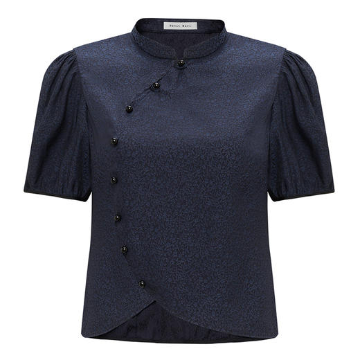 【2件9折】【Petit Bari】新中式美学灯笼短袖衬衫立领休闲 商品图1