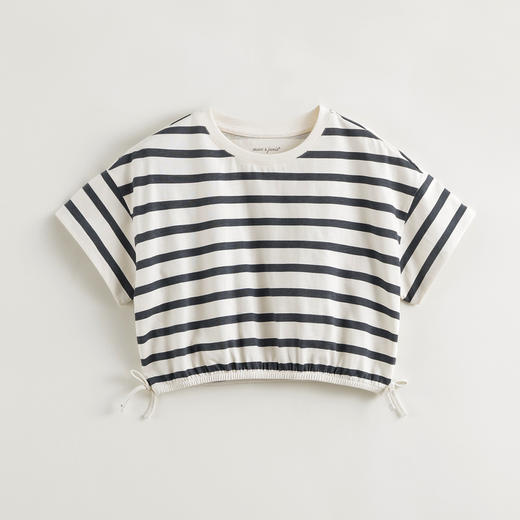 马克珍妮2024年夏装新款女童宽松纯棉条纹短袖T恤240785 商品图2
