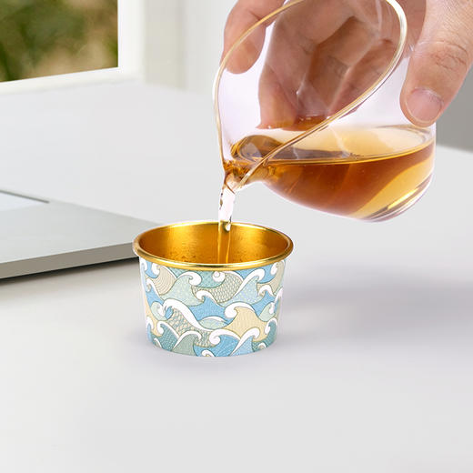 喇叭花一次性杯子茶杯小号60ml功夫茶杯金箔加厚纸杯家用纸杯品茶 商品图3