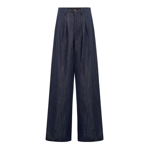 【2件9折】【Petit Bari】松弛宽松汉麻牛仔西裤 女士后腰松紧直筒长裤 商品图1