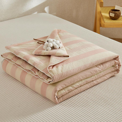 【大豆宽条纹夏被】A类水洗提花大豆夏被宽条纹夏季被子双人全棉空调被 商品图4