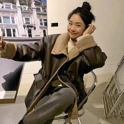 太划算了！！1116款PU夹棉拼颗粒收腰棉外套-喜出 商品图1