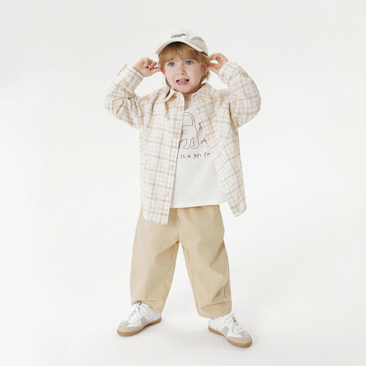 马克珍妮男童棉麻复古格纹衬衫宝宝衬衣上衣2025年夏装新款550500 商品图2