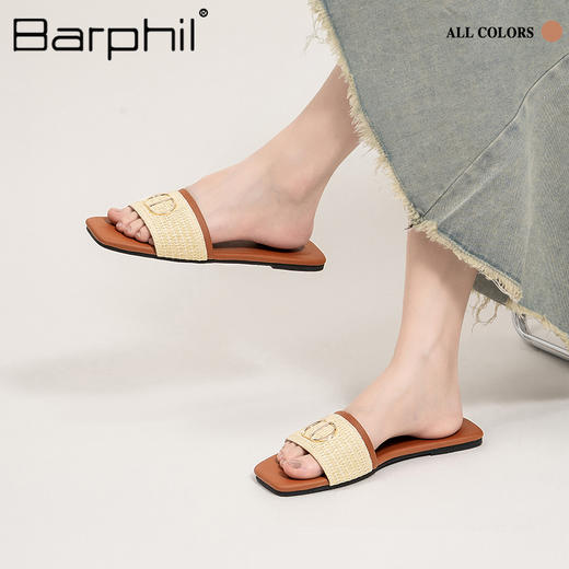 Barphil拖鞋女2025夏季新款外穿防滑平底法式一字拖高级感凉拖鞋7033 商品图5