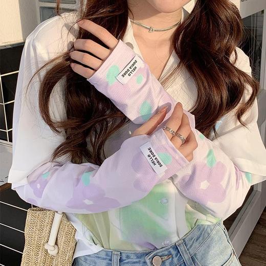 【花朵冰袖女冰丝袖】泫雅风冰袖 学生版可爱透气卡通薄款 ins夏季辣妹冰袖 商品图7