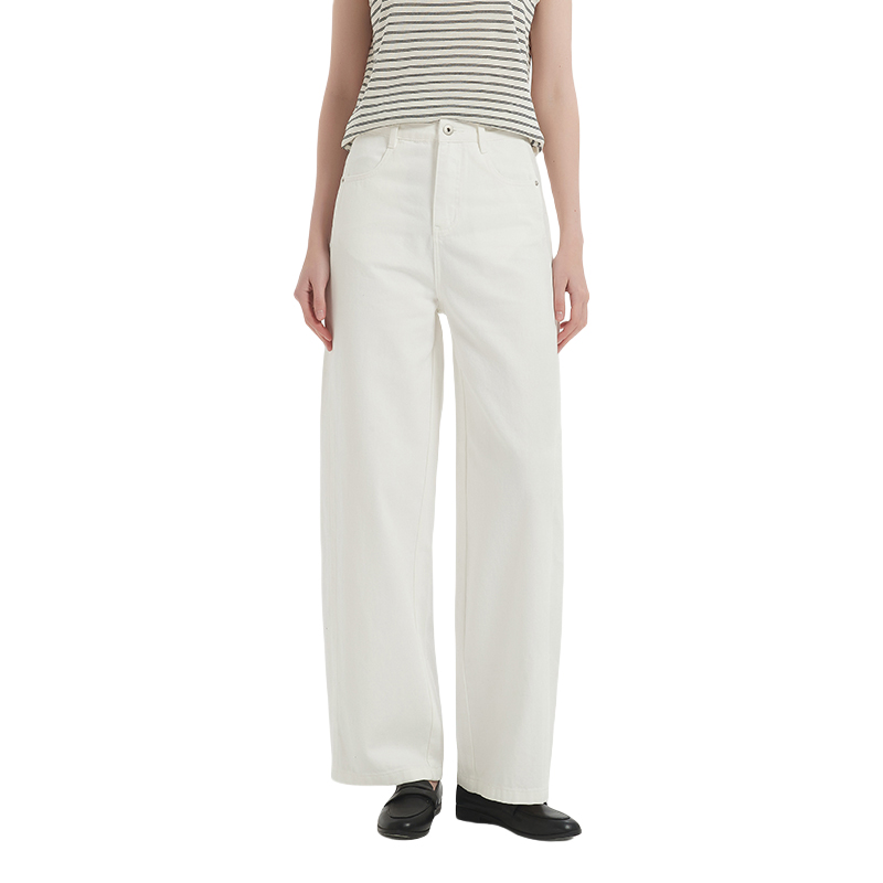 【2件9折】【Petit Bari】立体分割弯刀型阔腿牛仔裤直筒