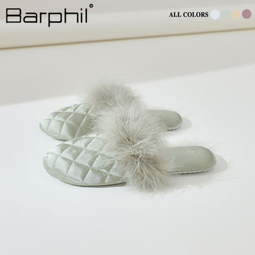 Barphil拖鞋室内家居2025年秋冬新款静音小香风新中式毛毛拖鞋女3020 商品图6