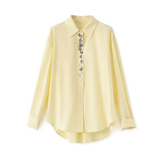 【高货wl】全新升级【铂金会员257/天猫339/差价82】(95830) 洛诗琳25春时尚设计感洋气亮片长袖上衣精致通勤新款衬衫 商品图4