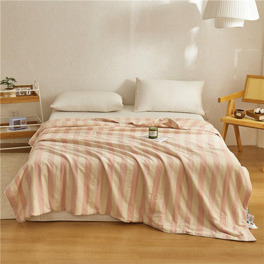 【大豆宽条纹夏被】A类水洗提花大豆夏被宽条纹夏季被子双人全棉空调被 商品图8