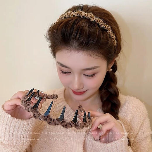 【醒粉福利7.9元3个】【豹纹波浪发箍】固定碎发！这个大波浪发箍真的是细软塌扁塌头的救星 商品图5