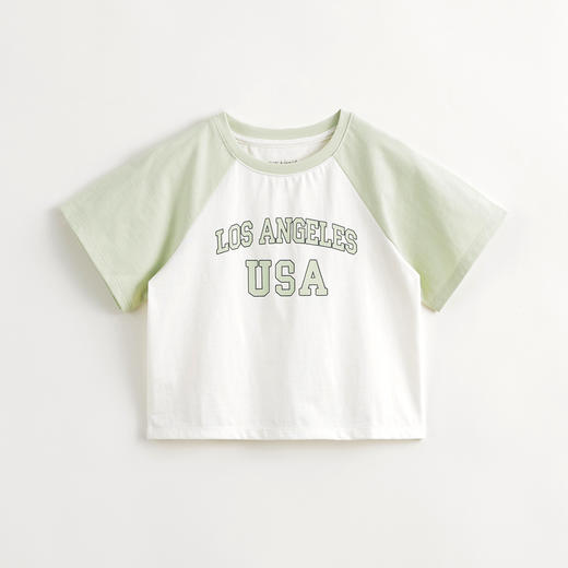 马克珍妮女童活力校园撞色字母短袖T恤 儿童上衣夏装新款240765 商品图2