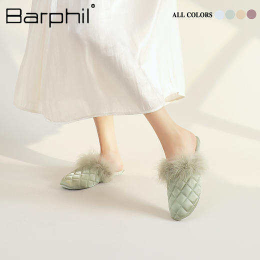Barphil拖鞋室内家居2025年秋冬新款静音小香风新中式毛毛拖鞋女3020 商品图3