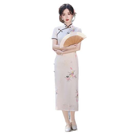 A6086粉花新中式白色旗袍少女2025新款夏季改良日常绝美高端年轻款平时可穿 商品图4