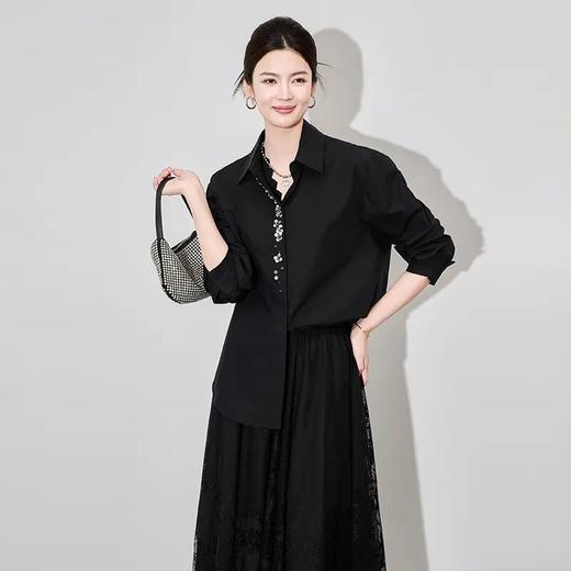 【高货wl】全新升级【铂金会员257/天猫339/差价82】(95830) 洛诗琳25春时尚设计感洋气亮片长袖上衣精致通勤新款衬衫 商品图3