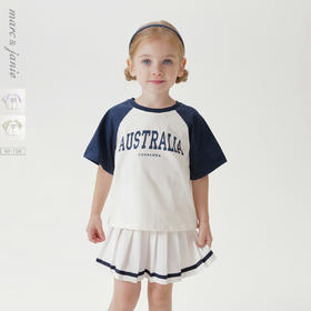马克珍妮女童活力校园撞色字母短袖T恤 儿童上衣夏装新款240765