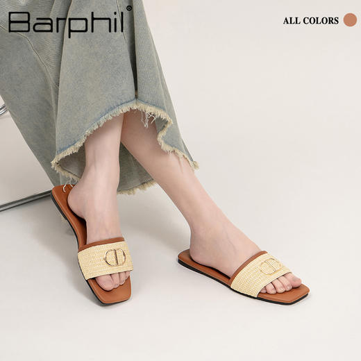 Barphil拖鞋女2025夏季新款外穿防滑平底法式一字拖高级感凉拖鞋7033 商品图3