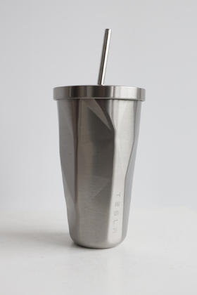 T.S.L 不锈钢不规则带吸管双层咖啡杯车载随行杯（473ml）PJ974