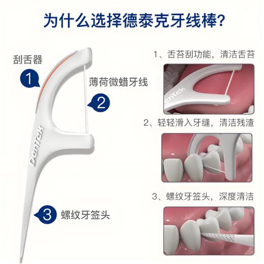 【亚欧超市】德泰克舒适清洁牙线棒90支/袋 商品图1