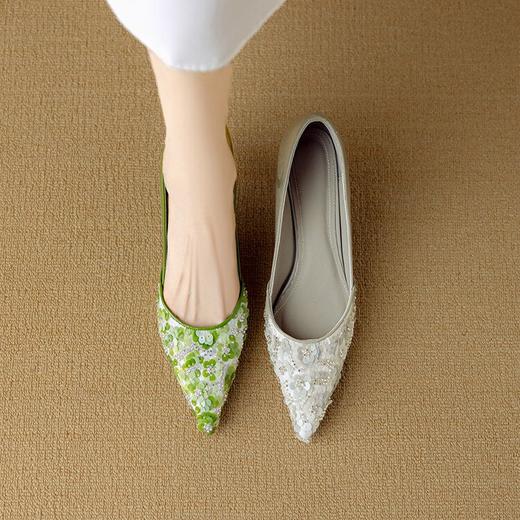 【预售5天】仙女风~春夏季新款尖头细跟甜美花朵珠片时装单鞋女DB&M6280 商品图3