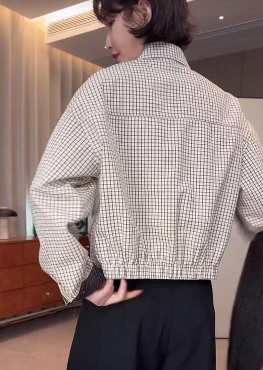 冰点价！仅限11.11！退货勿拍【迎八一促】欧货翻领格子衬衫百搭休闲短款外套上衣潮-喜出 商品图6