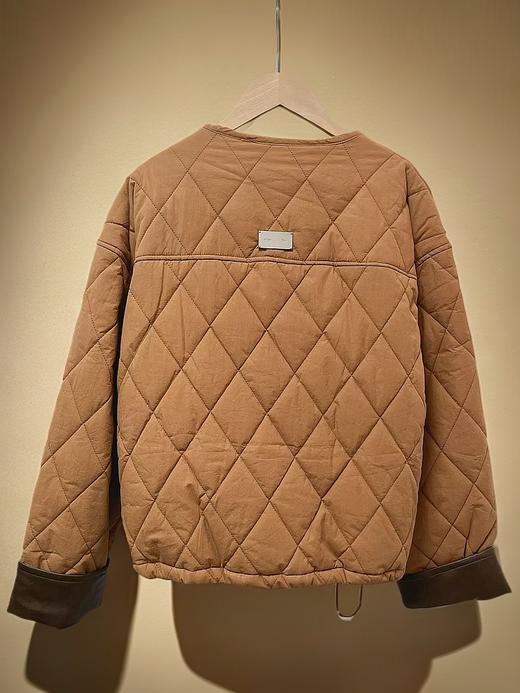 太划算了！！宽松版-韩系拼PU卷边袖下摆抽绳夹棉外套6773-喜出 商品图3