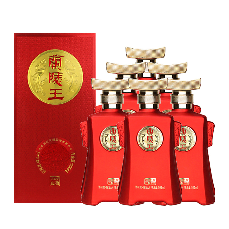 兰陵 兰陵王红王42度 浓香型白酒 508mL*6瓶 整箱