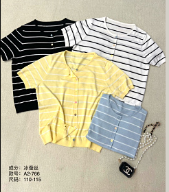 580766圆领条纹开衫