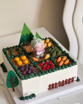 【臻品系列】提前一天预定---方形蛋糕【奶奶的菜园子】送奶奶、外婆祝寿生日蛋糕