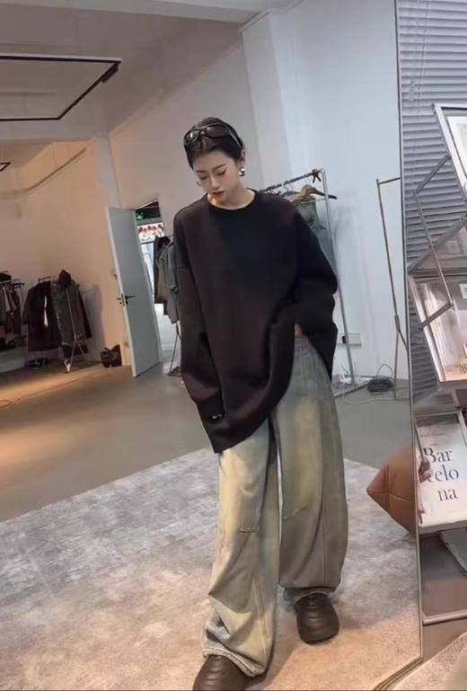 12.12错过没有！清货不退不参与退货-- 35%再生纤维4555宽松大版磨毛中厚T恤-喜出 商品图1