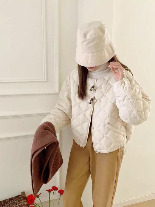 太划算了！！韩系6772炫彩牛角扣下摆可抽绳绗缝夹棉外套-喜出 商品图2