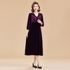 KQ-210513真丝绒连衣裙春装2025新款重工刺绣裙洋气大码七分袖气质裙子 商品缩略图0